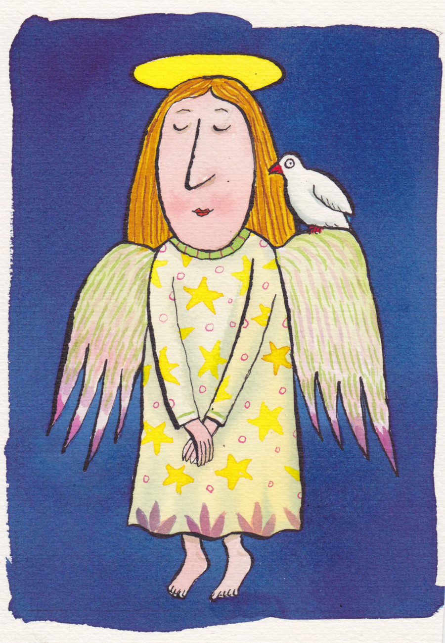 Angel and dove illustration