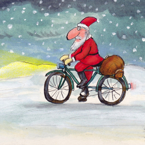 Santa cycling illustration