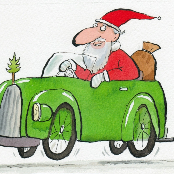 Santa driving illustration