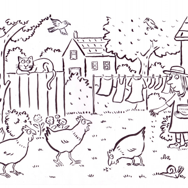 Feeding Chickens illustration